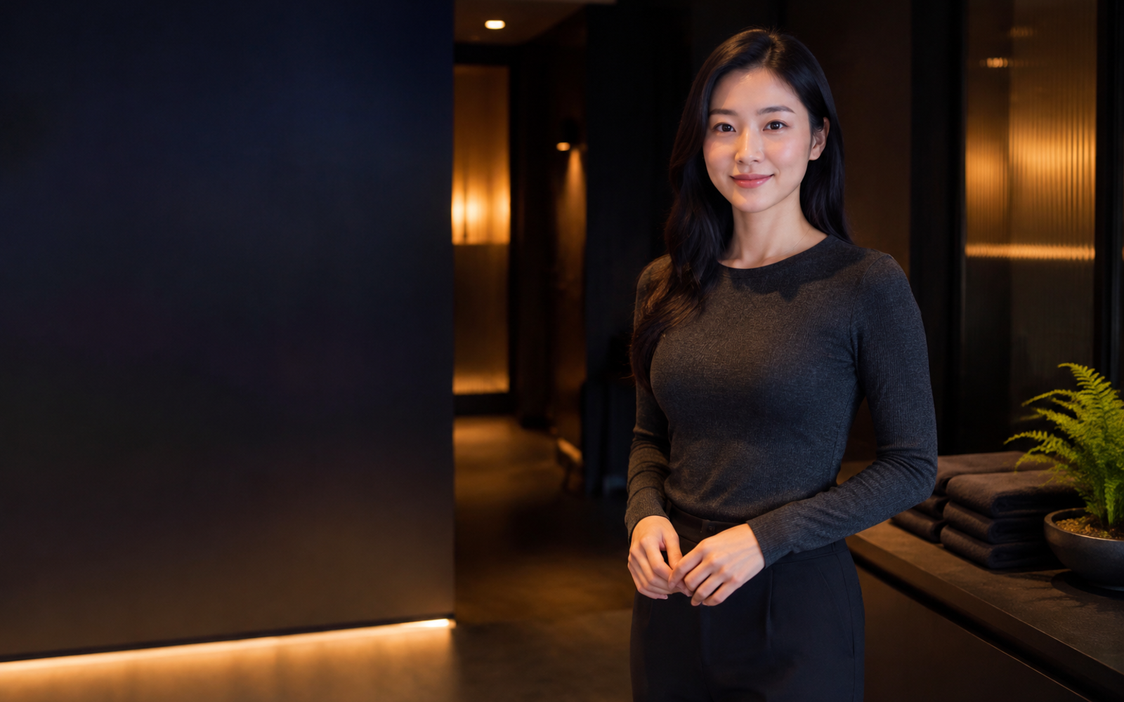 서울 신림 방문 홈케어를 안내하는 젊은 성인 한국 여성 관리사